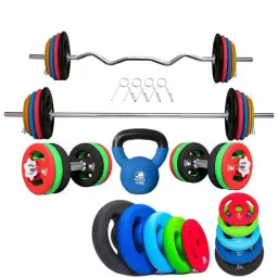 Kakss Best Home Gym Training with Exclusive Neoprene Coated Weight Plates (Multicolor) Size - 50KG-picture-10