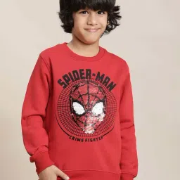 Kidsville Red Cotton Printed Full Sleeves Spiderman Sweatshirt-image-47