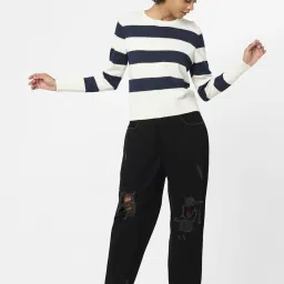 Only White & Navy Striped Pullover image 4