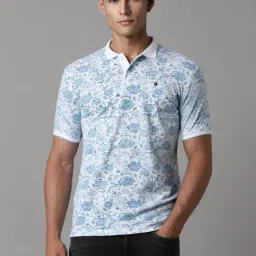 Louis Philippe Jeans White Cotton Slim Fit Printed Polo T-Shirt-picture-18