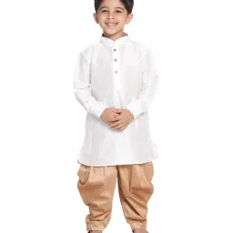 VASTRAMAY Kids White & Rose Gold Kurta Set image 1