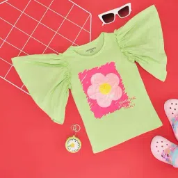 Pantaloons Baby Kids Paradise Green Cotton Relaxed Fit Top-picture-33