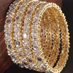 NMII Set Of 4 Artificial Stones Studded Ethnic Bangles-picture-41