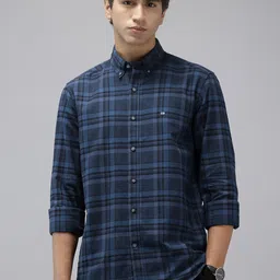 Arrow Sport Manhattan Slim Fit Button-Down Collar Checked Pure Cotton Casual Shirt-picture-24