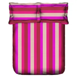 Swayam Stripes Red & Beige 180 TC Cotton King Bedsheet with 2 Pillow Covers image 3