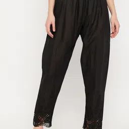 TULIP 21 Women Floral Embroidered Comfort Tapered Fit Easy Wash Trousers-image-5