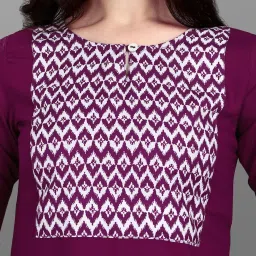 Satrani Purple Printed Straight Kurta image 5