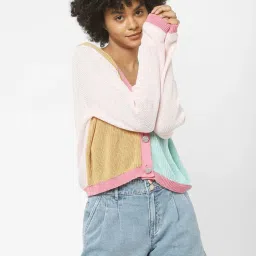 Only Light Pink Self Design Cardigans image 1