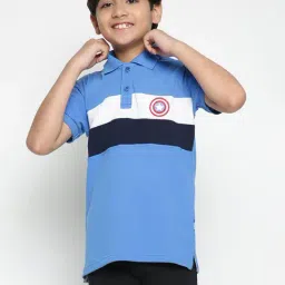 Lil Tomatoes Kids Royal Blue Color Block Polo T-Shirt-image-0