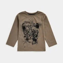 Mothercare Kids Brown Printed Full Sleeves T-Shirt-image-3