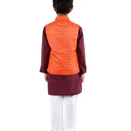 VASTRAMAY Kids Purple & White Textured Kurta Set image 2