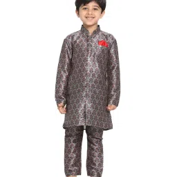 VASTRAMAY Kids Grey Printed Kurta Set image 1