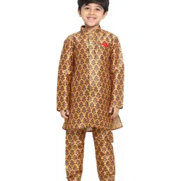 VASTRAMAY Kids Yellow Printed Kurta Set image 1