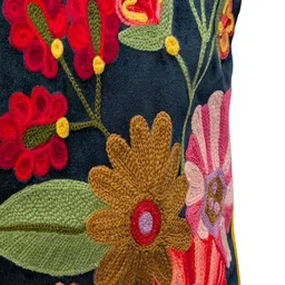 Good Vibes Navy Blue & Blue Embroidered Rectangle Cushion Covers image 4