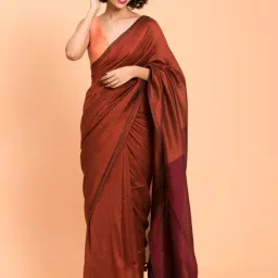 Suta Brown Cotton Saree Without Blouse image 1