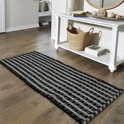 Kuber Industries Grey Striped Bedside Runner-picture-30
