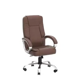 ib basics Aster Executive High Back Ergonomic Revolving Leatherette Office Chair with Caster Wheels, Brown image 1