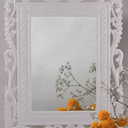 VAS collection home White Textured Wooden Wall Mirror image 1