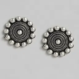 AITIHYA Silver-Plated Oxidised Necklace Set With Ring image 3