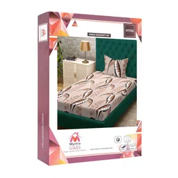 Myntra Elegant Homes Brown Printed 400 TC Fitted Single Bedsheet Set 2.25 m x 1.5 m image 2