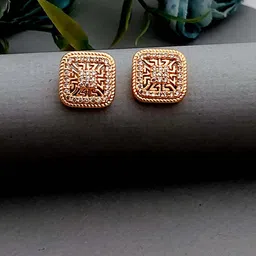 MEIRA JEWELLERY Gold-Plated Square Shaped Studs-picture-39