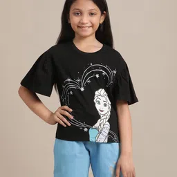 Kidsville Frozen Featuring Half Sleeves Elsa Printed Tee - Black-picture-19