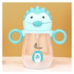 R for Rabbit Spikey Premium Baby Straw Sipper with Anti Gravity Ball Hedgehog Print Lake Blue- 320 ml-picture-45
