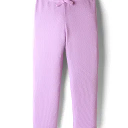 Babyhug Rib Knit Full Length Solid Color Leggings With Stretch - Lavender-picture-30