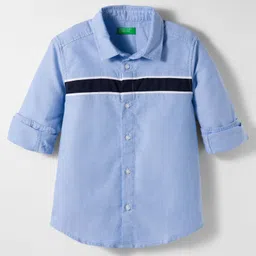 UCB 100% Cotton Woven Full Sleeves Shirt With Cut & Sew Design - Blue-picture-14