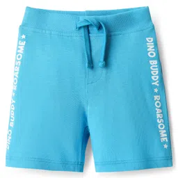 Babyhug Single Jersey Knit Shorts With Stripes & Dino Print Pack Of 3 - Light Blue Green & Navy Blue image 2