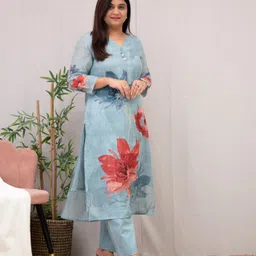 Anni Designer Floral Printed V-Neck Three-Quarter Sleeves Kurta with Trouser-picture-20