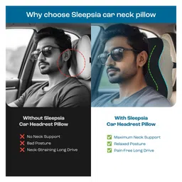 Sleepsia Ultimate Home & Car Neck Rest Pillow | 100% Memory Foam Car Ergonomic Seat Headrest Neck Pillow for Cervical Support - (Large, Black/Grey) Suitable for All Cars (Pack of 2) image 3