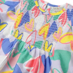 Tales & Stories Woven Three Fourth Puffed Sleeves Hearts Printed Top - Multi Colour image 5