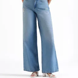 LOVEGEN Men Wide Leg High-Rise Mildly Distressed Light Fade Jeans-picture-21