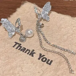 AKISON JEWELS Women Silver-Plated Butterfly Shaped Drop Earrings-image-43