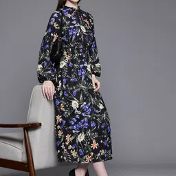 DOROTHY PERKINS Floral Print Keyhole Neck Smocked Midi Dress-picture-12