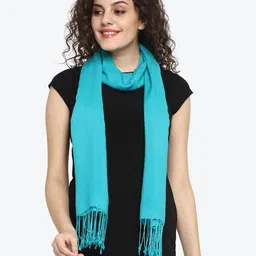 Aditi Wasan Women Turquoise Blue Solid Stole image 2