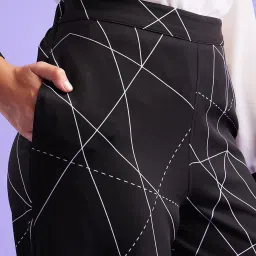 Fablestreet Black Printed Wide Leg Trousers image 5