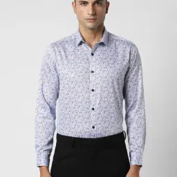 V Dot White Cotton Slim Fit Printed Shirt-picture-25