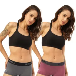 Freecultr Grey & Maroon Plain Boy-Shorts Panties - Pack Of 2 image 5