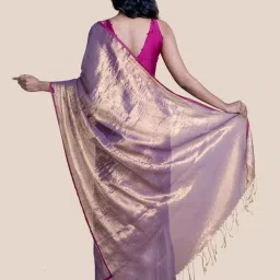 Suta Purple Zari Work Saree Without Blouse image 2