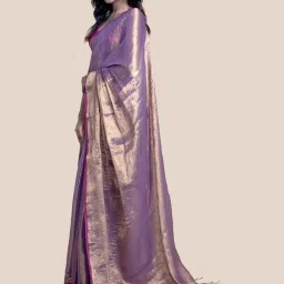 Suta Purple Zari Work Saree Without Blouse image 3