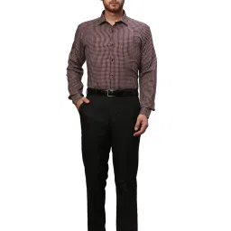 Park Avenue Maroon Slim Fit Check Shirt image 5