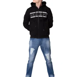 Allen cooper Black Regular Fit Printed Hooded Sweatshirt image 5