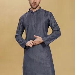 PulseIQ Men Embroidered Thread Work Kurta image 3