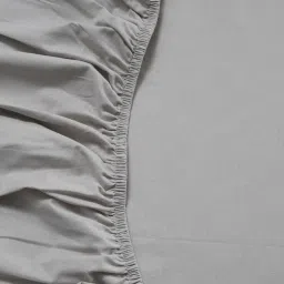 Maspar Colorart Eden Alloy Grey 144 TC Cotton Double Fitted Bed Sheet With 2 Pillow Covers image 5