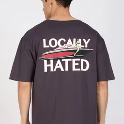 Eszett Typography Printed Drop-Shoulder Sleeves Cotton Oversized T-shirt-picture-31