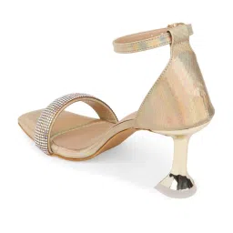 Elle Women's Gold Ankle Strap Stilettos image 5