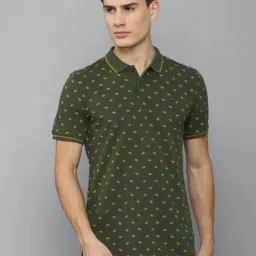 Louis Philippe Sport Green Cotton Slim Fit Printed Polo T-Shirt-picture-30
