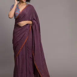 Suta Purple Plain Saree Without Blouse image 1